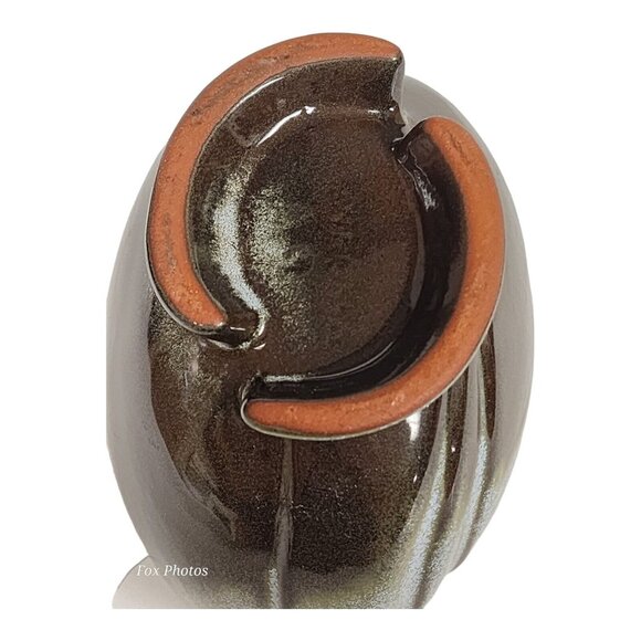 Frankoma Pottery #35 Footed Bowl Prairie Green & Brown Clay Serving Dish - Picture 8 of 8